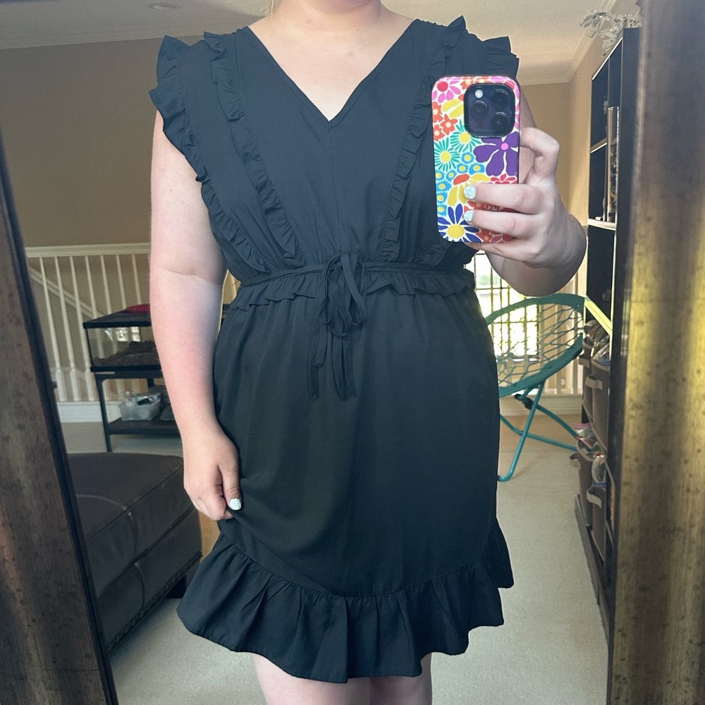pinch black ruffle dress!